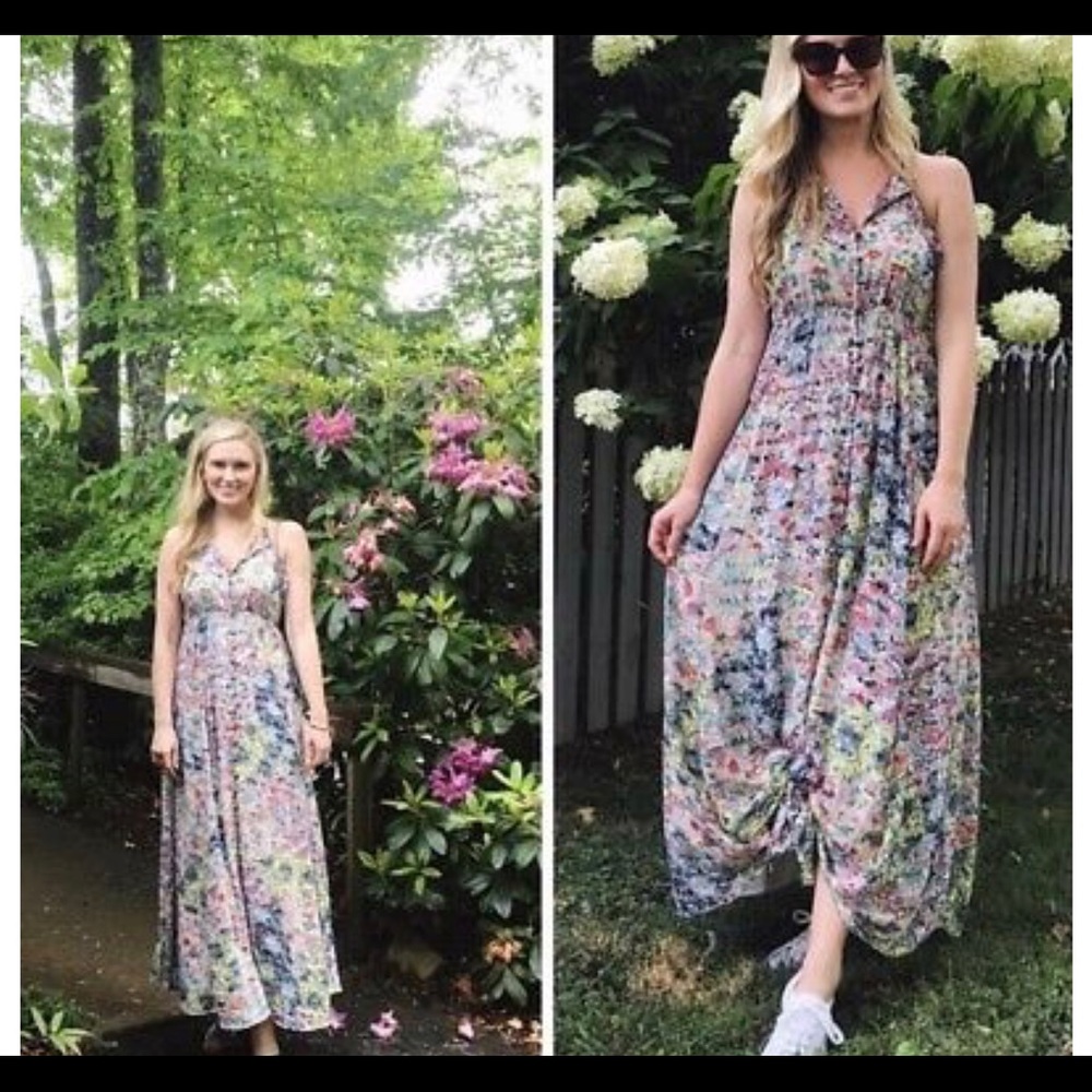 Meadow Rue Anthropologie Halter Maxi Dress NWT